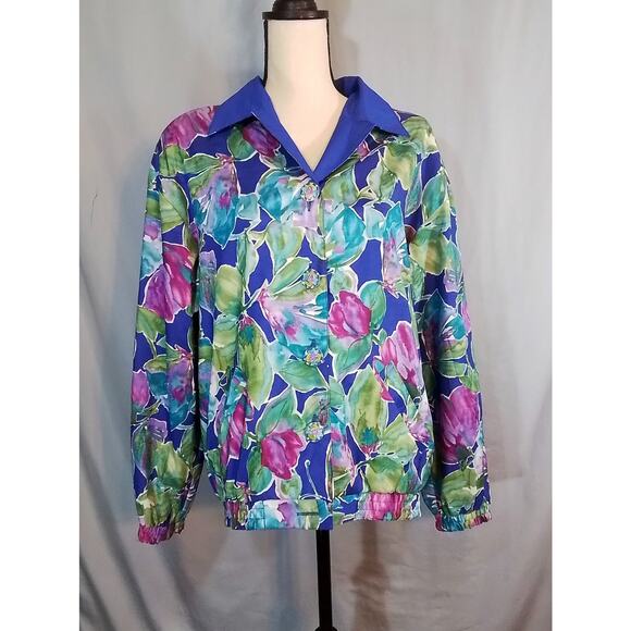 Joan Walter's Floral Reversible Windbreaker Jacket - Picture 1 of 6